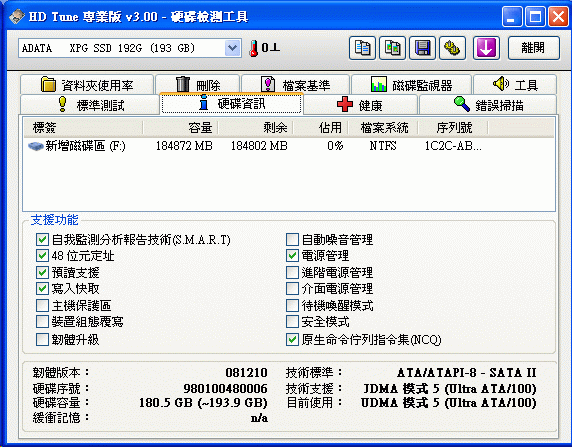 [A-DATA] 威剛 XPG 192GB SSD 實測